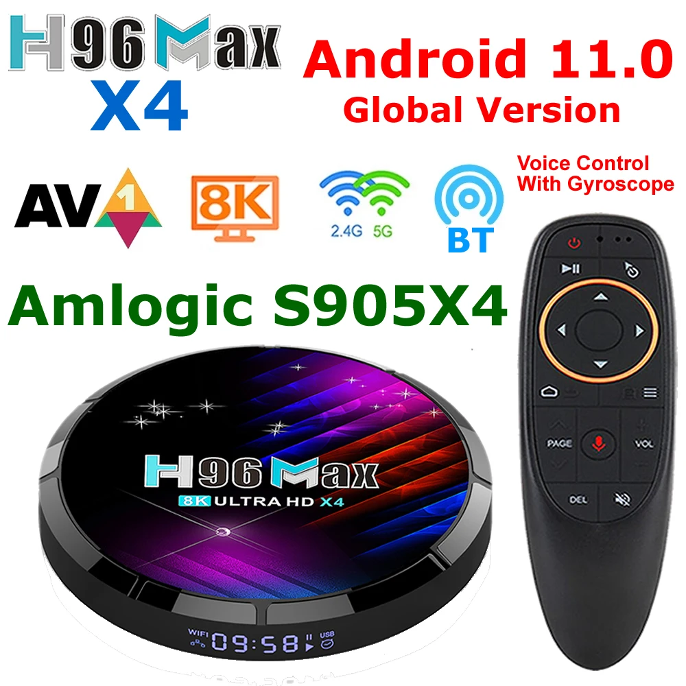 H96 MAX X4 Android 11 TV BOX Amlogic S905X4 Smart TV BOX 4GB RAM 64GB ROM 5G Dual Wifi BT 8K Decode 4K 3D Set Top Box