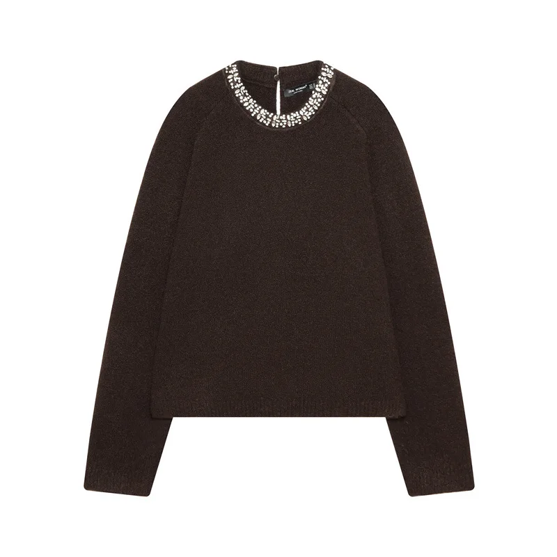 

Вязаный свитер KIDCRKJ для женщин, модный, с бисером, элегантный пуловер, теплый свитер 2026, повседневная женская куртка-пальто