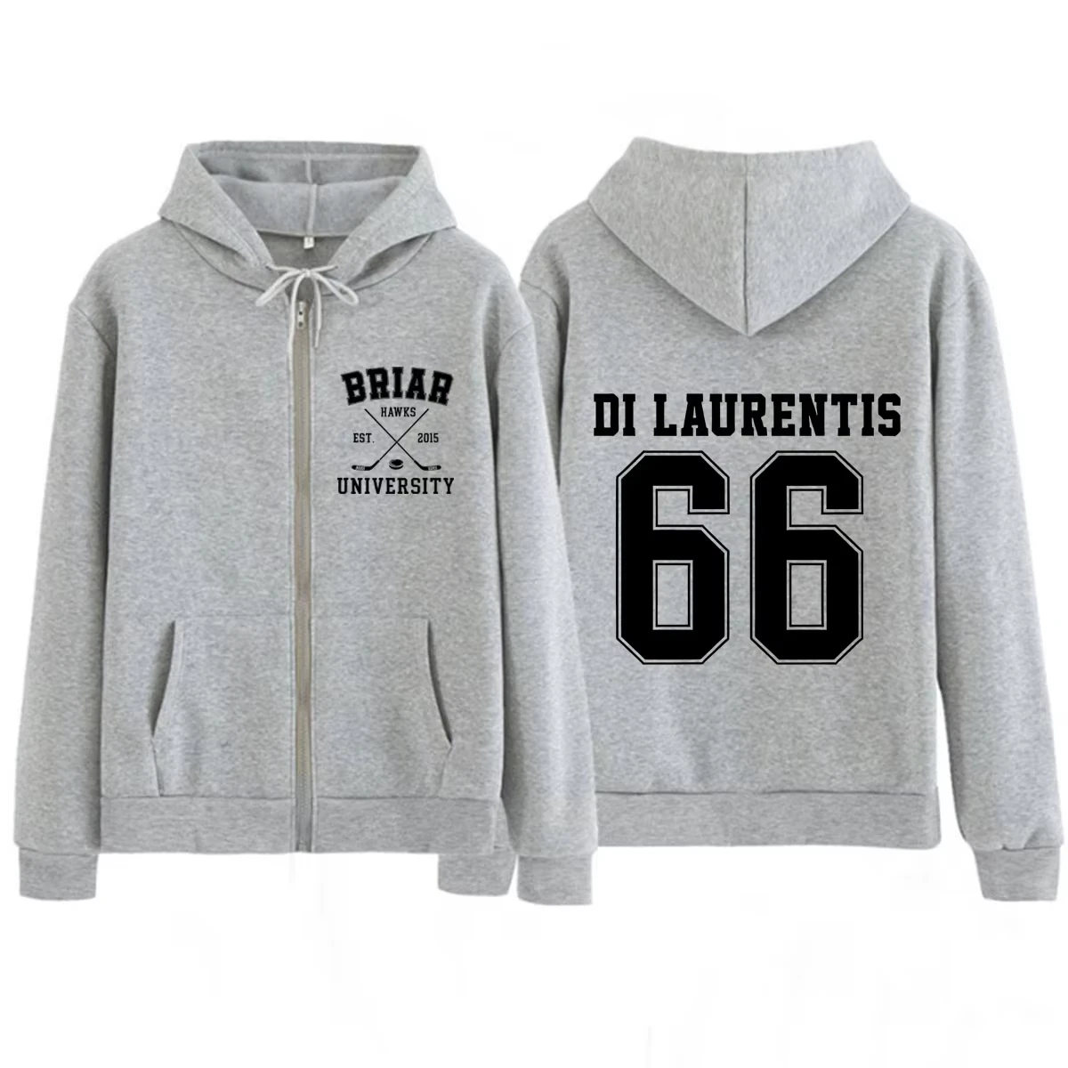 Di Laurentis 66 Off Campus TV Drama Printed Zipper Hoodie Casual and Versatile Street Fashion Trend Outfit