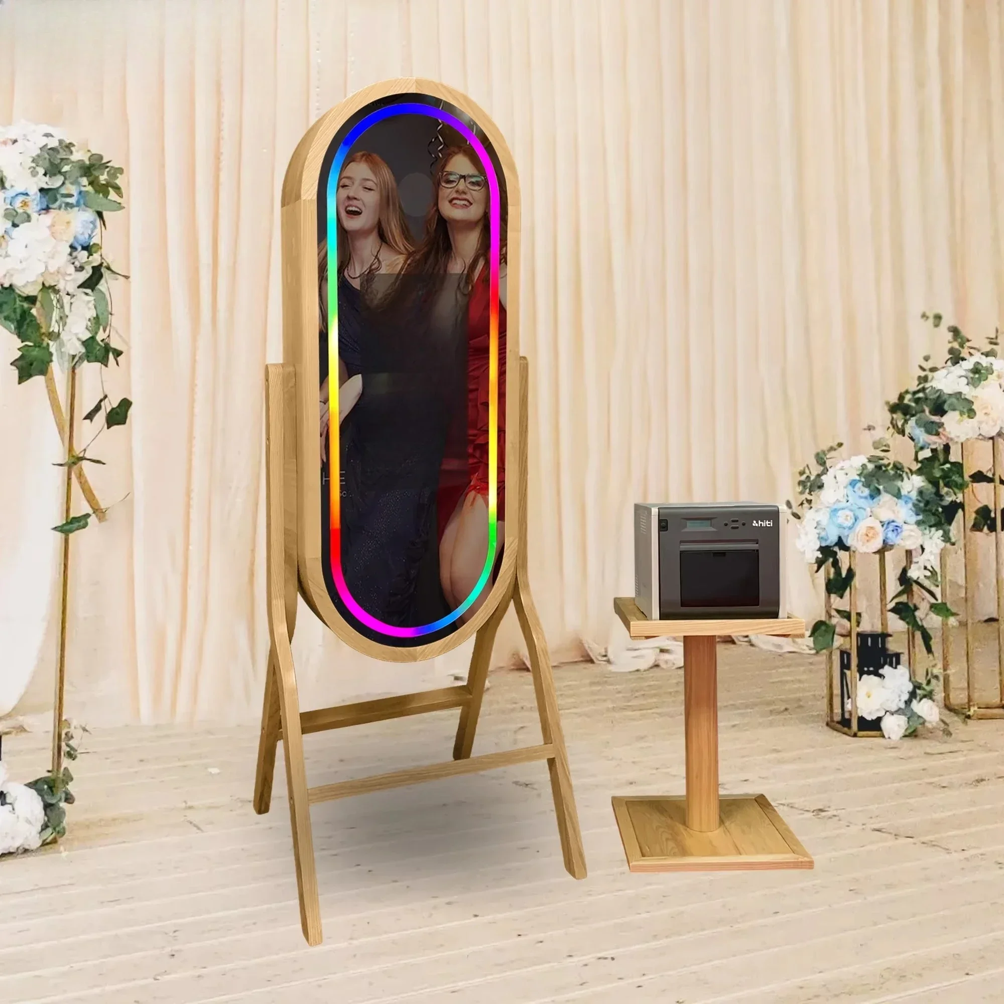 Wedding beauty wooden mirror photo booth with printer bracket sales booth classic retro