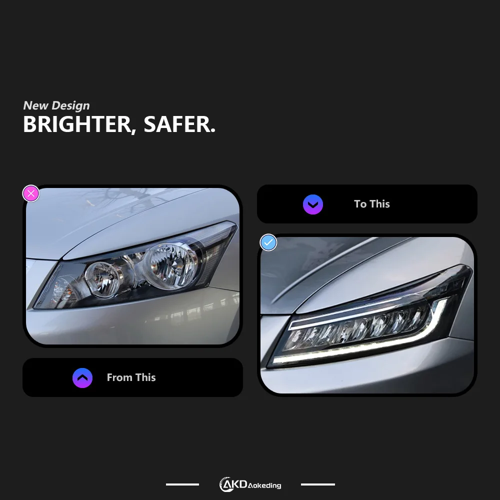 Auto Parts For Honda Accord G8 Headlights 2008-2013 latest Styling LED DRL Low Beam High Beam Car Accesorios Modified