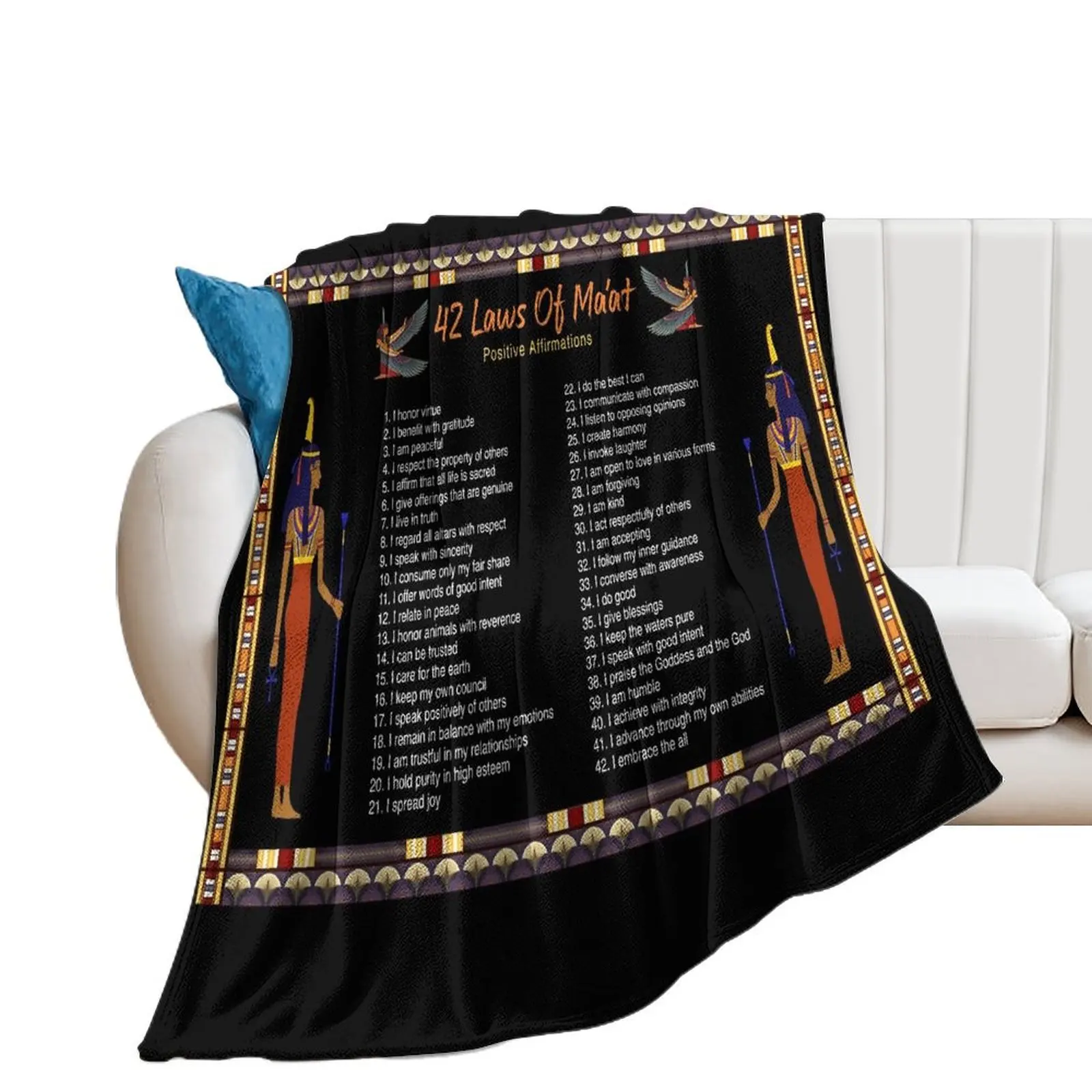 The 42 Laws Of Maat - Positive Affirmations Throw Blanket Multi-Purpose Decorative Throw for babies Blankets