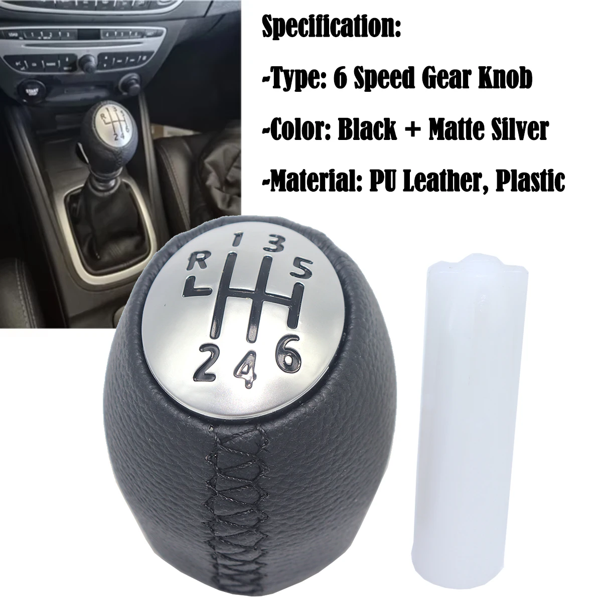 6 Speed Car Gear Shift Knob Head Stick Handball Head For Renault Espace 4 MK4 2002 2003 2004 2005 2006 2007-2015 Megane 2 3