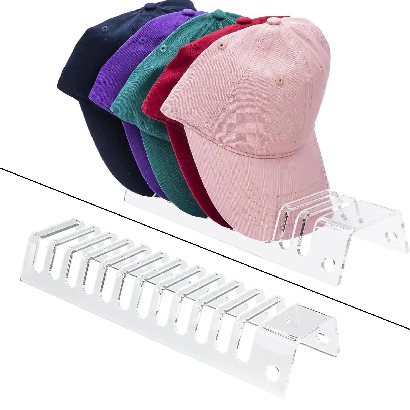 Hat Racks for Baseball Caps Baseball Caps No Install Acrylic Hat Holder Display Hat Storage for Dresser,Office Bedroom, Closet