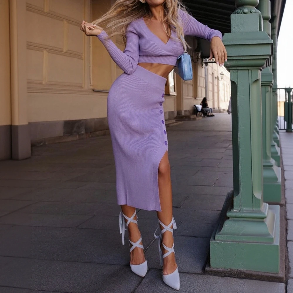 

Women's Autumn Winter Fashion French 2025 OfficeLady Elegant V-neck Midi Bodycon Skirt Sexy/Nightclub Skirts