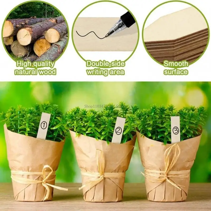 Multipurpose Wooden Plant Labels Pointed Wooden Garden Marker Waterproof Plant