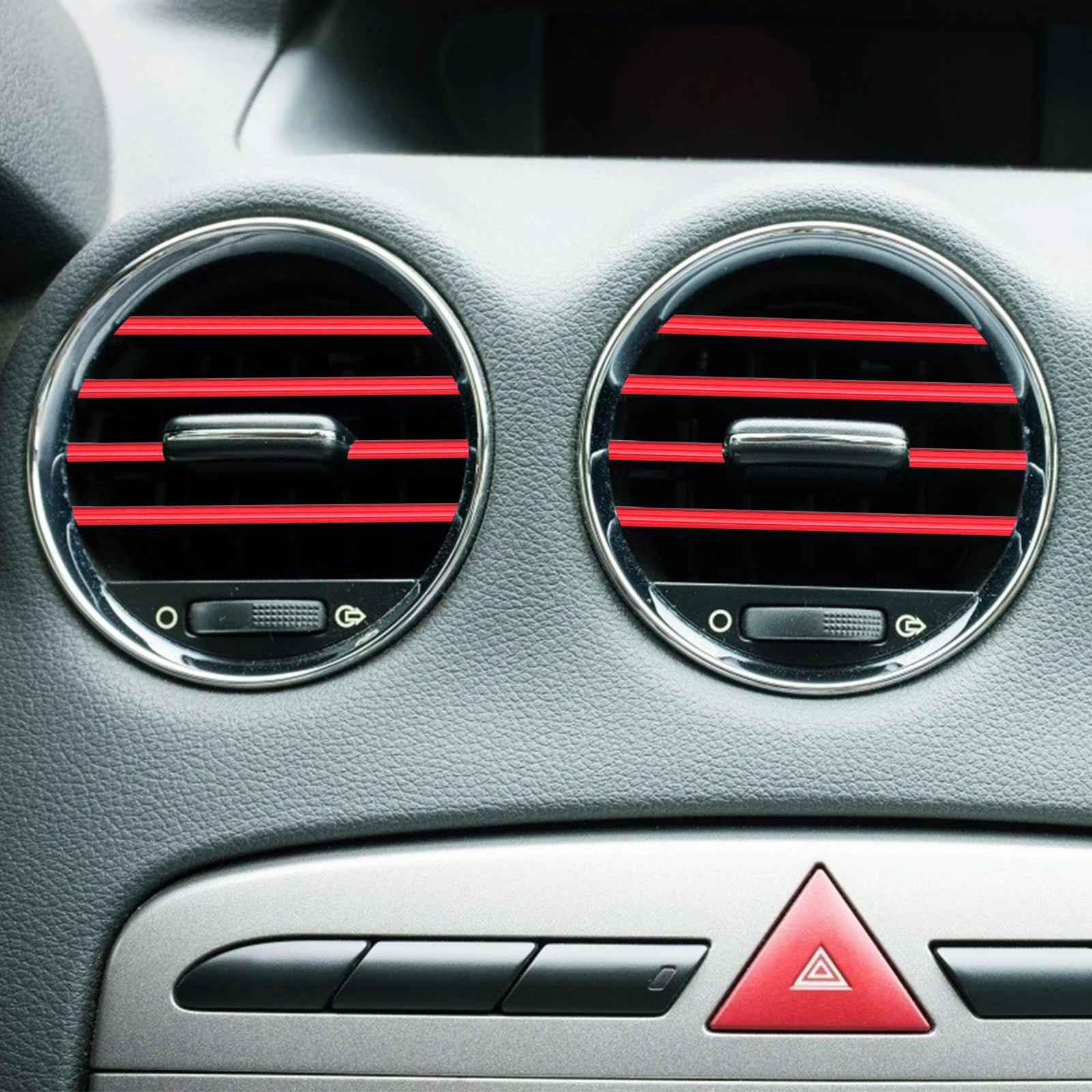 

40pcs Air Outlet Decorative Strip Soft Rubber Durable Car Conditioning Clamp Bright Red Flexible Craftsmanship Car Decorative
