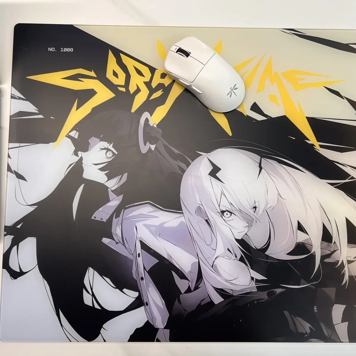 

Black White Girl Glass Mousepad Sora Game Mouse Pad Customized Pattern Tempered Smooth Gaming Desk Mat Fps Esports Office Gaming
