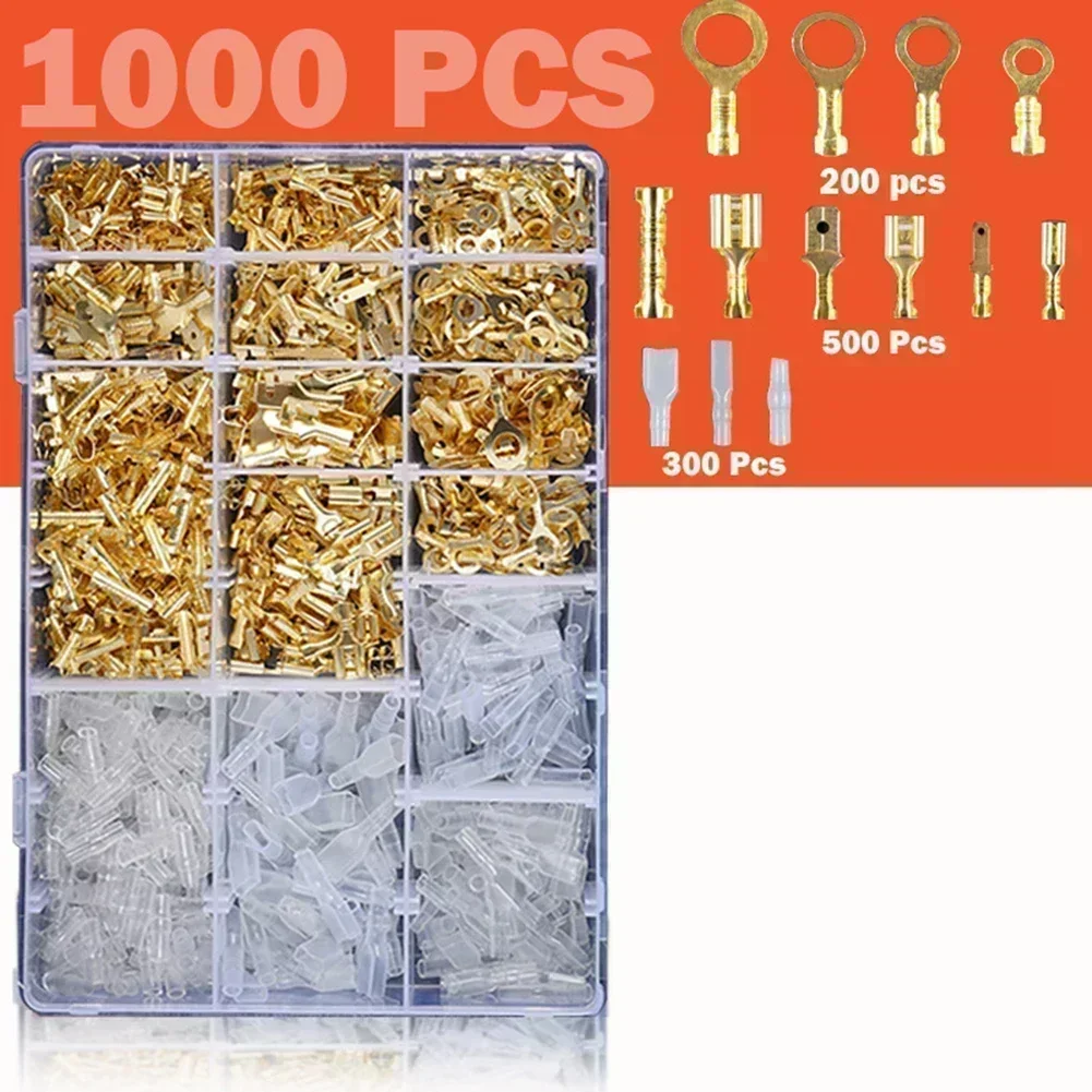 1000 Pieces Male Female Cable Connector 2.8/4.8/6.3mm Electrical Crimp Terminals  For Test Measurement Tool Accessory