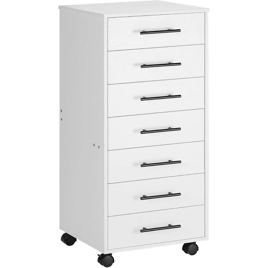 

7-Drawer File Cabinet Wooden Office Cabinet with Drawers Mobile Storage Filing Drawer for Home Office Study Easy Assembly White