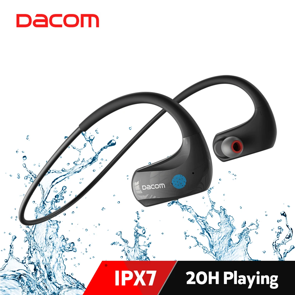 Dacom Athlete 5.0 Wireless Bluetooth Sports Subwoofer Stereo Headphones IPX7 Waterproof Hanging Ear Running Headphones 20H