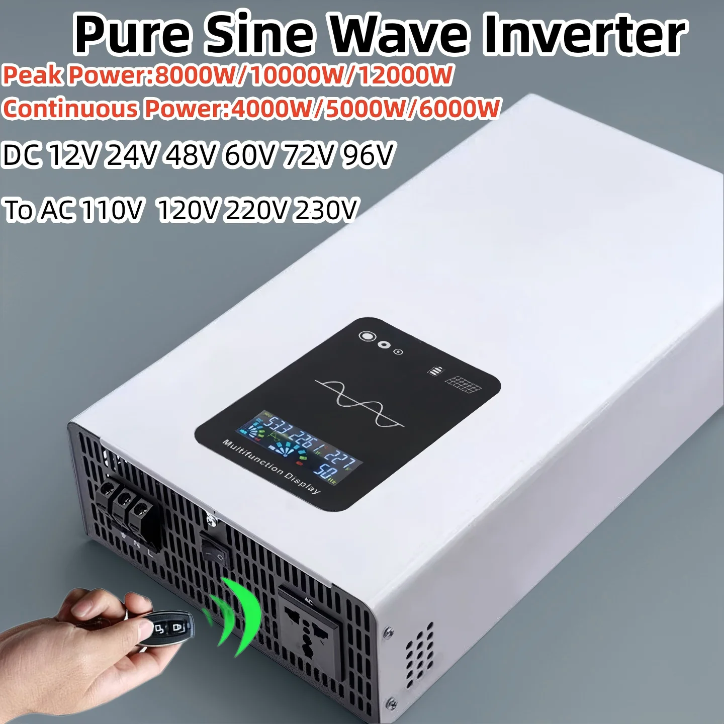 10000W 12000WPure Sine Wave Inverter 12V 24V 48V 60V To AC 220V 120V Solar Power Car 10KW Inverter 50HZ 60HZ Voltage Converter
