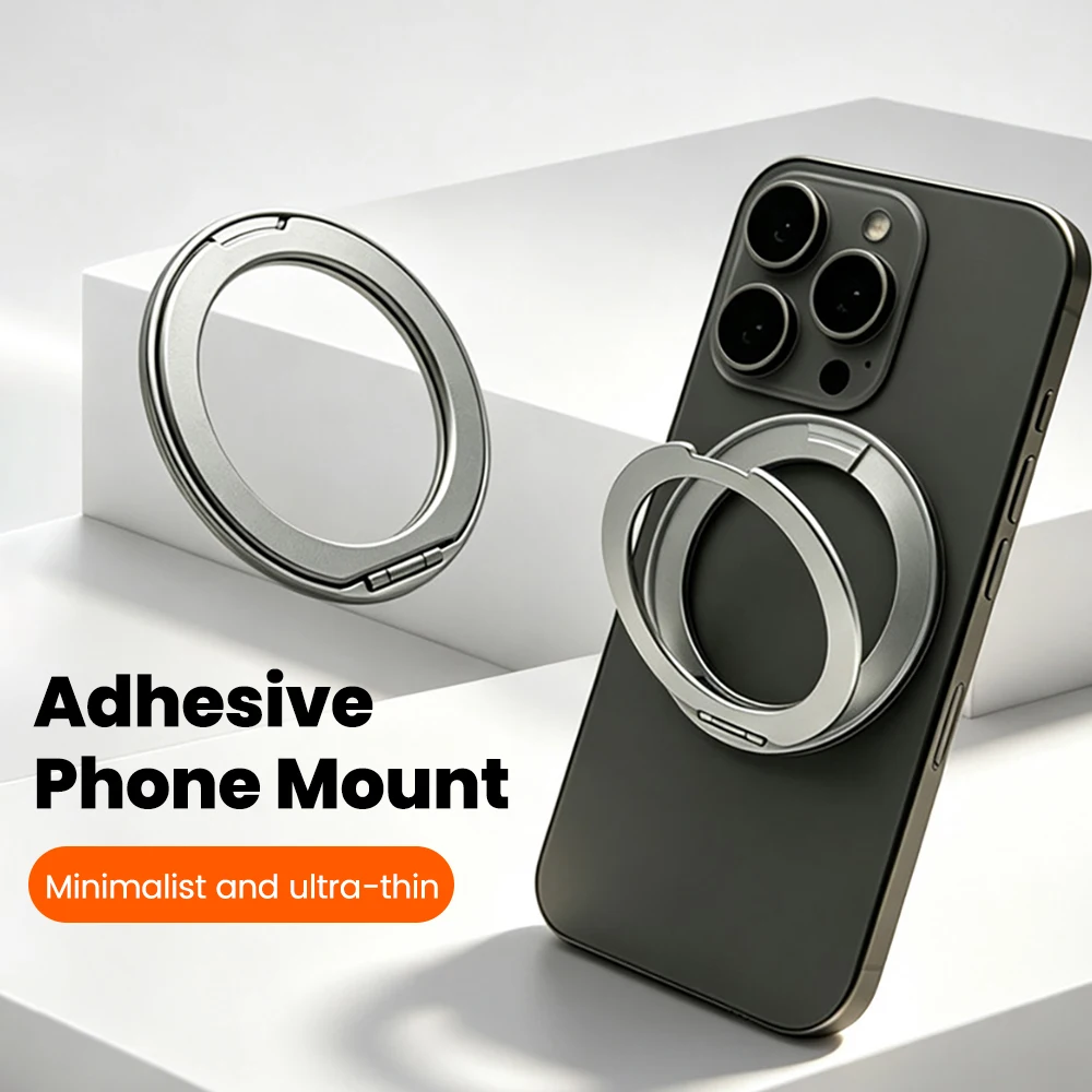 Magnetic Cell Phone Ring Holder 360° Rotating Ultra-Thin Adhesive Phone Mount Mobile Phone Bracket For iPhone 18 Xiaomi Huawei