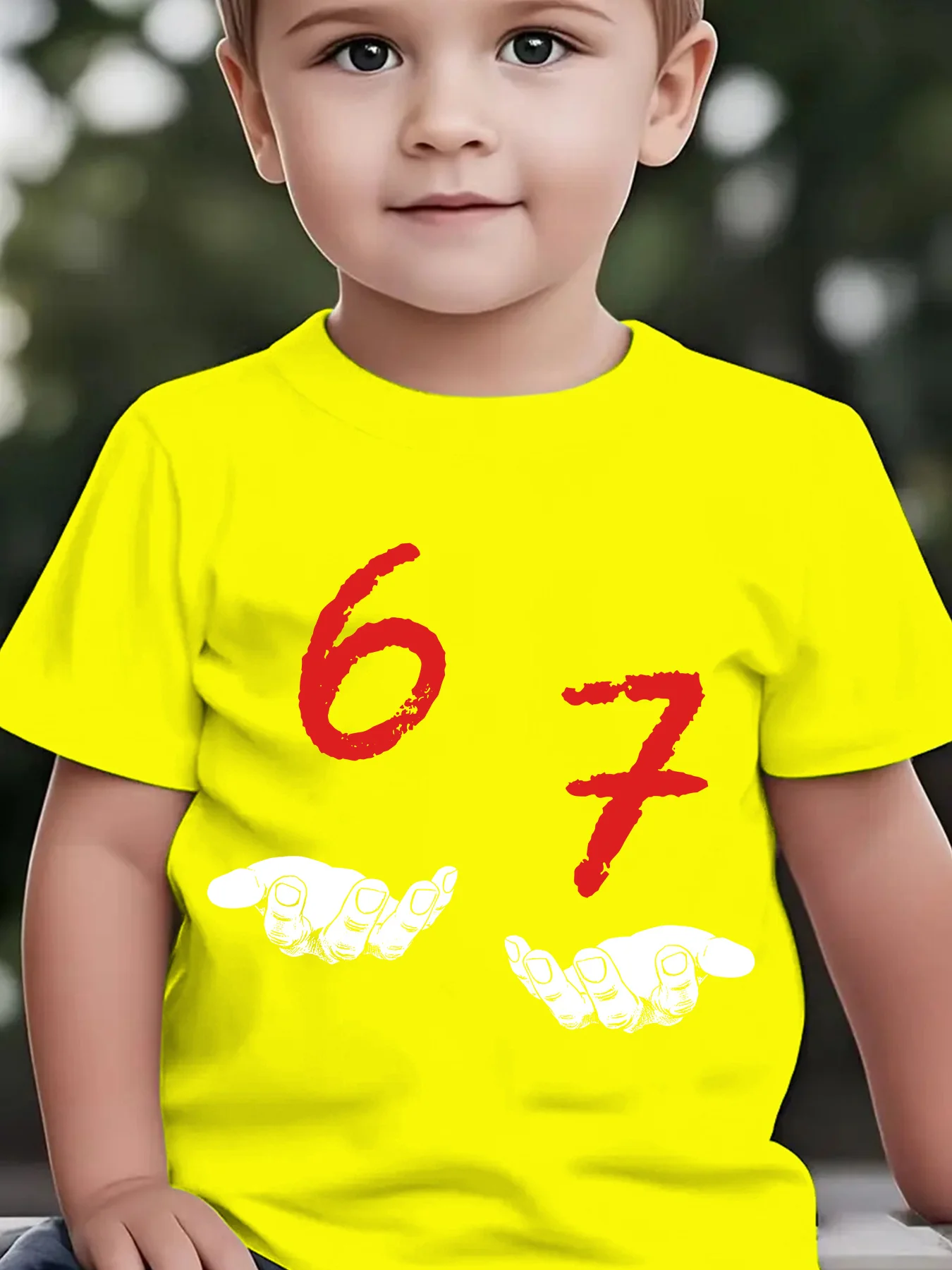 Distressed Number 6 7 Hand Print Kids Tees Casual Birthday Soft Tops For Boys Girls Toddlers Summer Daily Short Sleeve Outfit