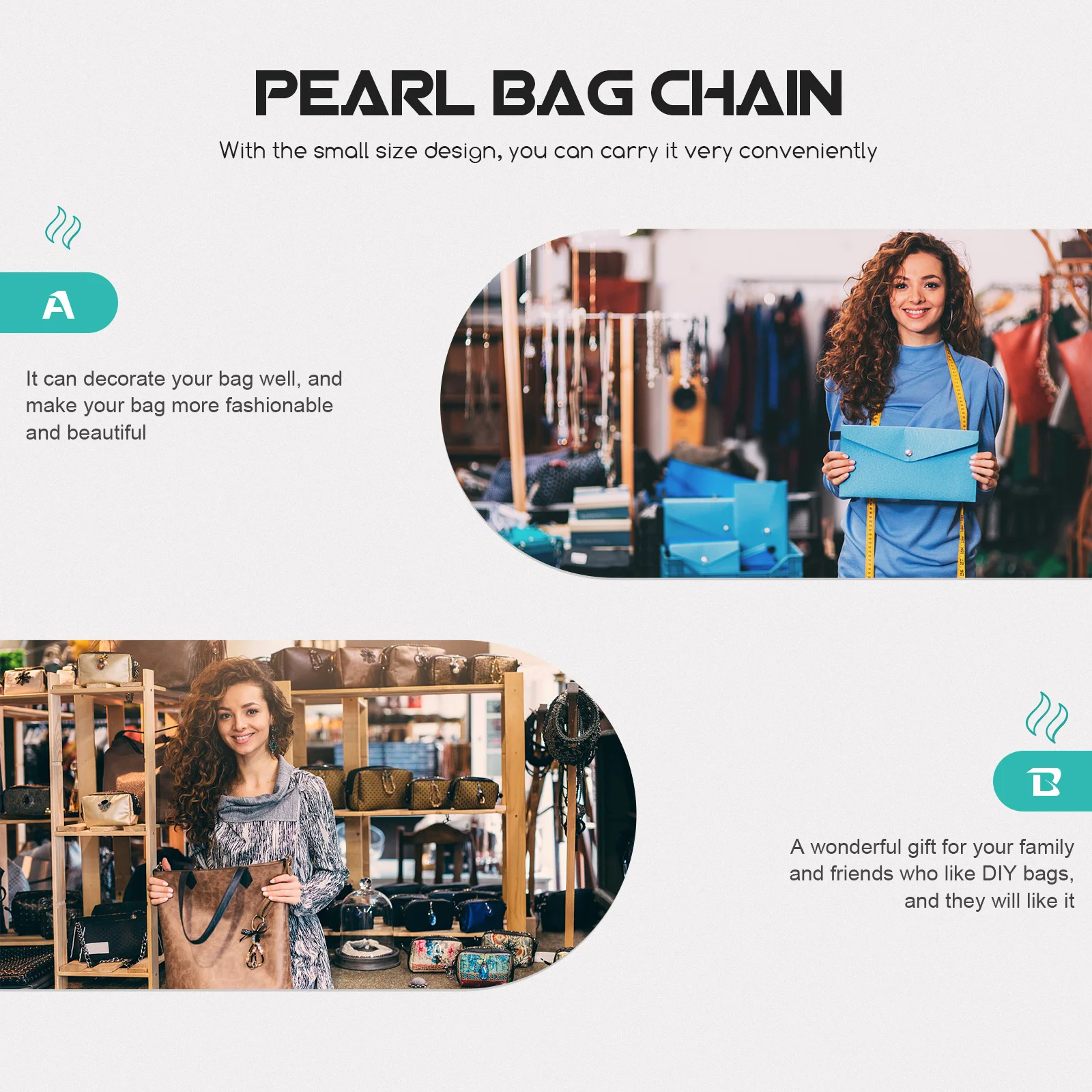 

1 шт. Стильный декоративный ремешок для сумки из имитации жемчуга, яркий, для самостоятельного изготовления сумок и клатчей