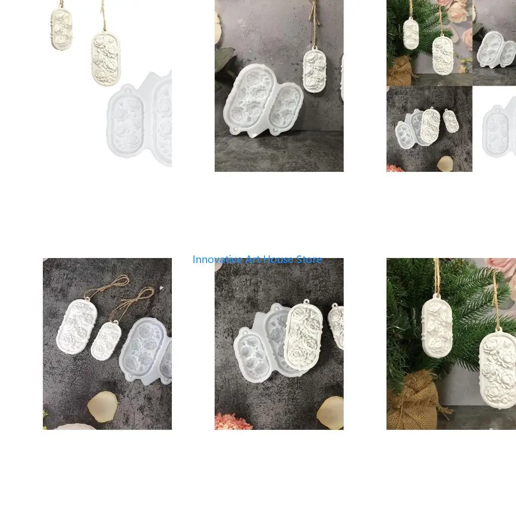 E1PC Soft-Release Hanging Plaque Casting Form with Flower Detail, Relief Profile for Gypsum Display Work and Craft Practice for