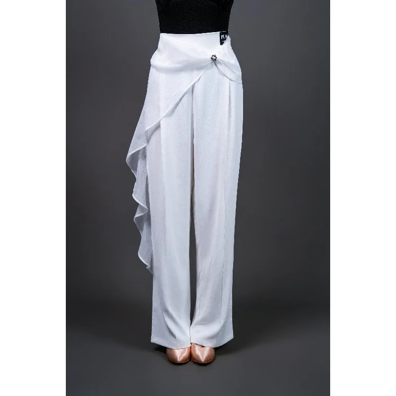 Customized Modern Dance Pants for Women High Waisted Ribbon Wide Leg Pants Practice Waltz Ballroom Dance Competition Dresses