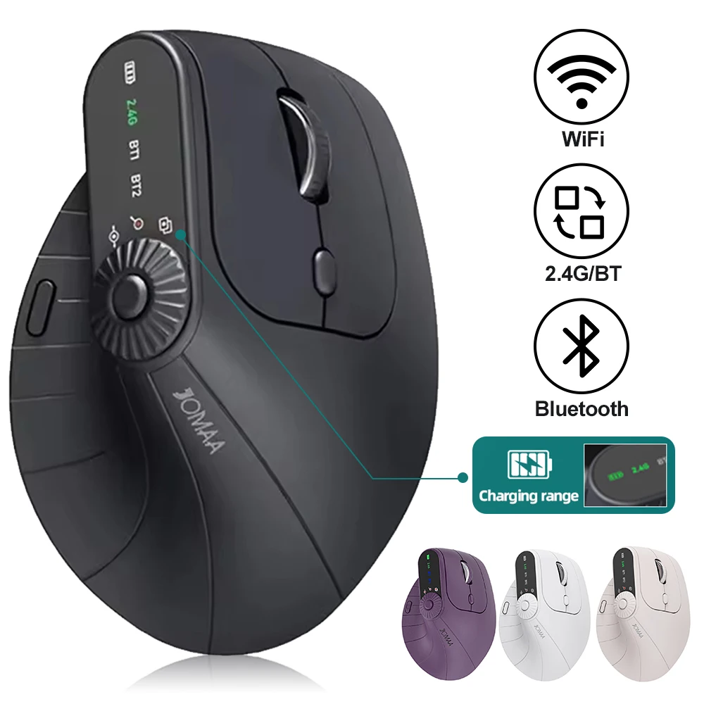 

Vertical Wireless Mouse Bluetooth-Compatible 2.4GHz Ergonomic Optical Mouse Rechargeable 2400 DPI for Laptop Computer PC