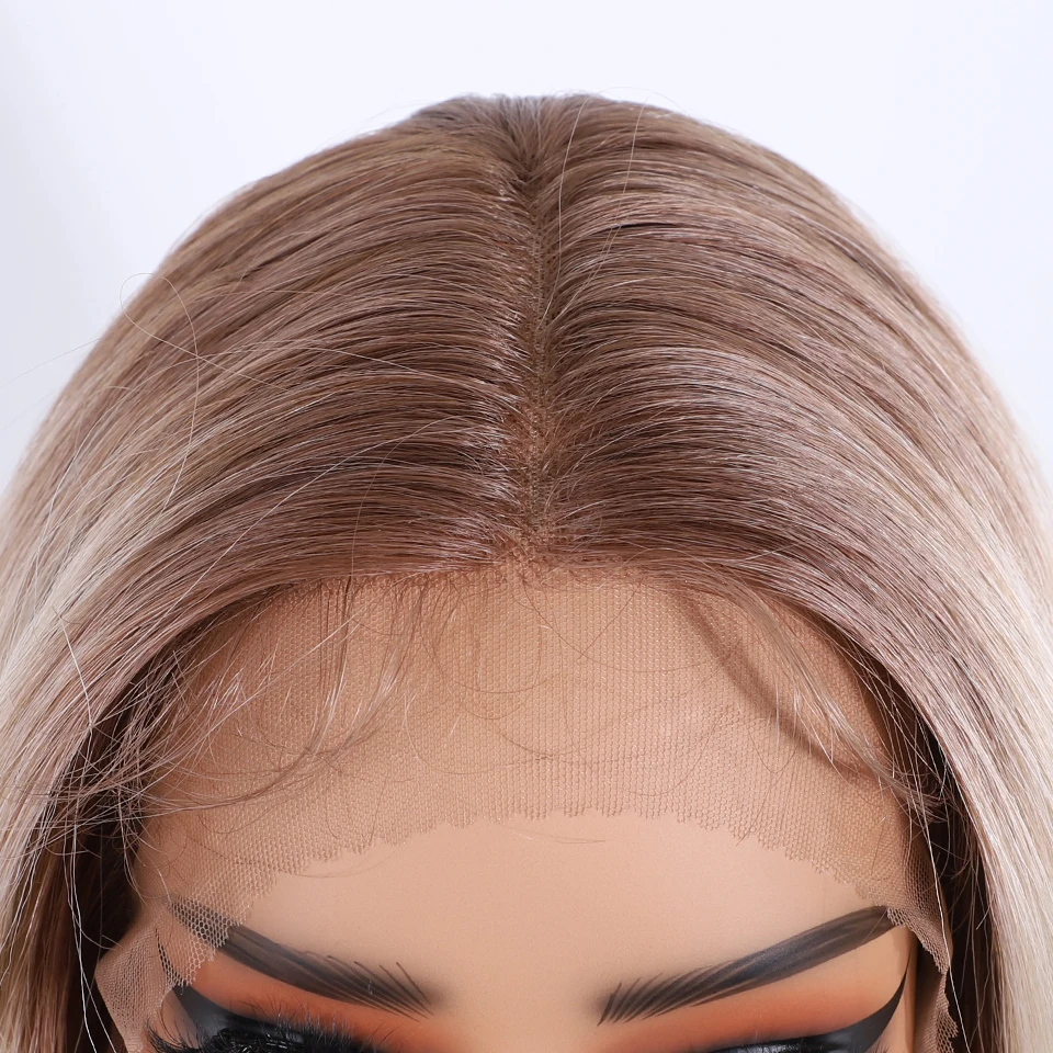 موضة المعبود 22 بوصة الجسم موجة الدانتيل الجبهة الباروكات الاصطناعية أومبير شقراء النبيذ الباروكات سهلة ارتداء الأبيض الاستخدام اليومي تأثيري الباروكات للنساء #5