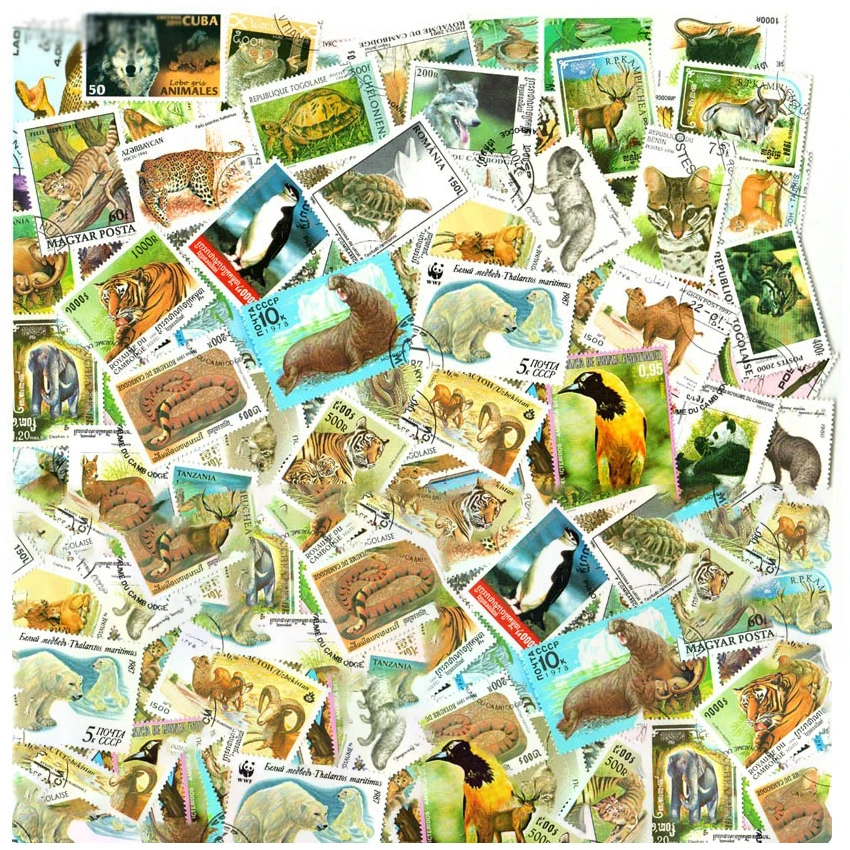 Wild Animals 50 100 Pcs/lot Topic Stamps World Original Postage Stamp with Postmark Good Condition Collection No Repeat