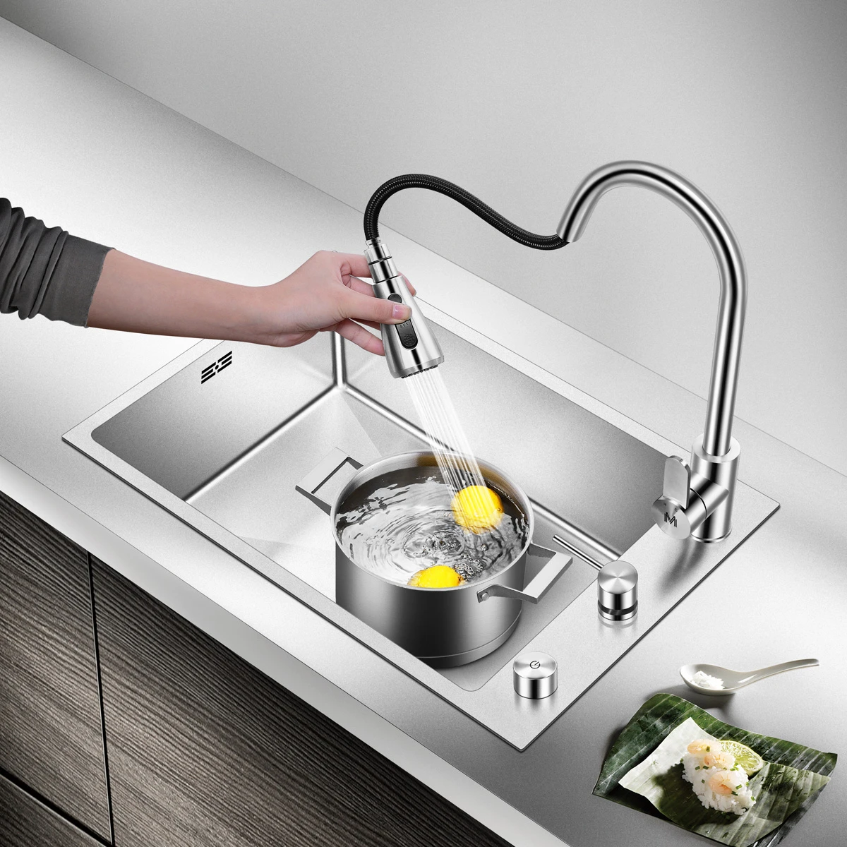 Nano antibacterial large single tank non-stick oil water easy to clean the washing basin kitchen manual sink undercounter basin