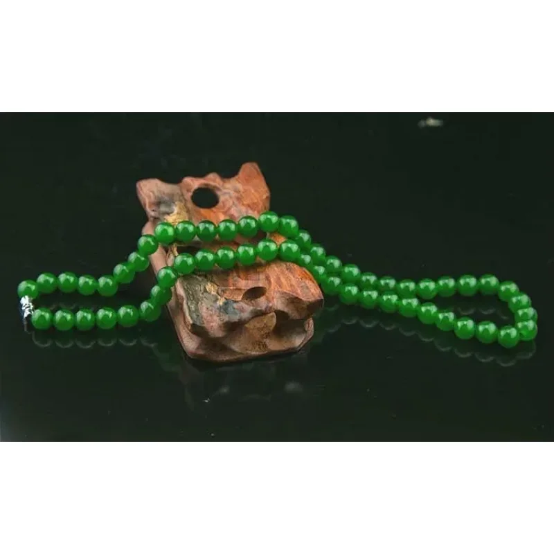 Natural Green Jade Beads Necklace Jadeite Jewelry Fashion Charm Accessories Hand-Carved Lucky Amulet Gifts for Women Her Men