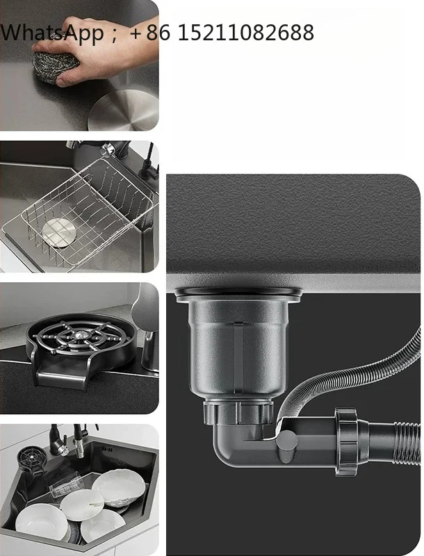 SCY SUS304 stainless steel corner large single slot corner kitchen special-shaped vegetable basin