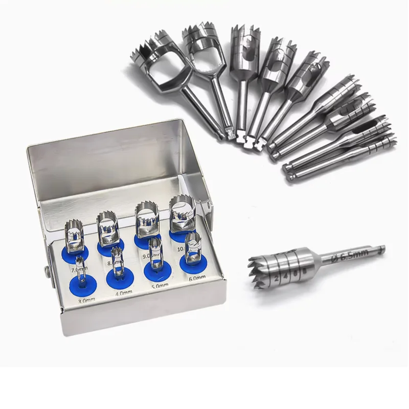 1Set Dental Implant Long Trephine Bur Surgical Implant Dental Implant Tissue Punch Dentistry Surgical Instrument