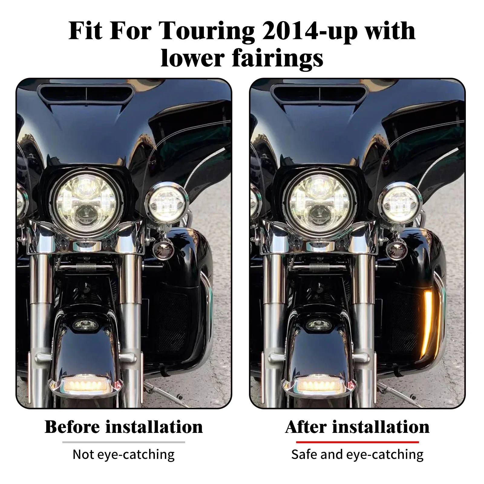 Lower Fairing LED Lights Motorcycle Turn Signal Lamp Running Light For Harley Touring Electra Street Glide Road Glide FLHR 14-Up