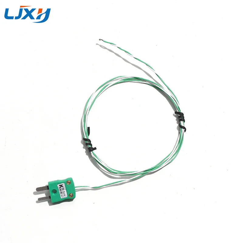 LJXH Green K-Type Thermocouple Connector Plug 0.3M/0.5M/1M/1.5M/2M Furnace Solder Joint Temperature Test Cable 220℃ Resistant