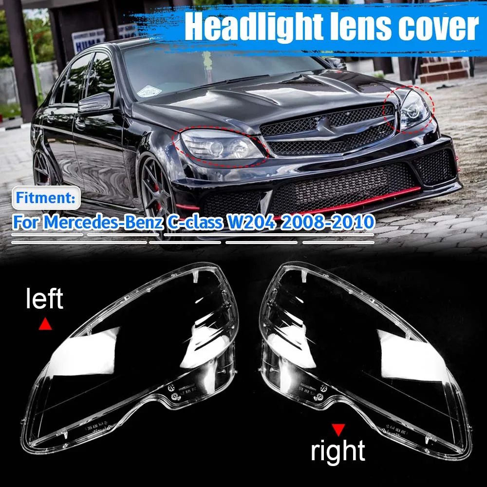 Linke und rechte Auto-Lampenschirme, geeignet für 2008–2010 Mercedes-Benz C-Klasse W204 Scheinwerfer-Lampenschirme
