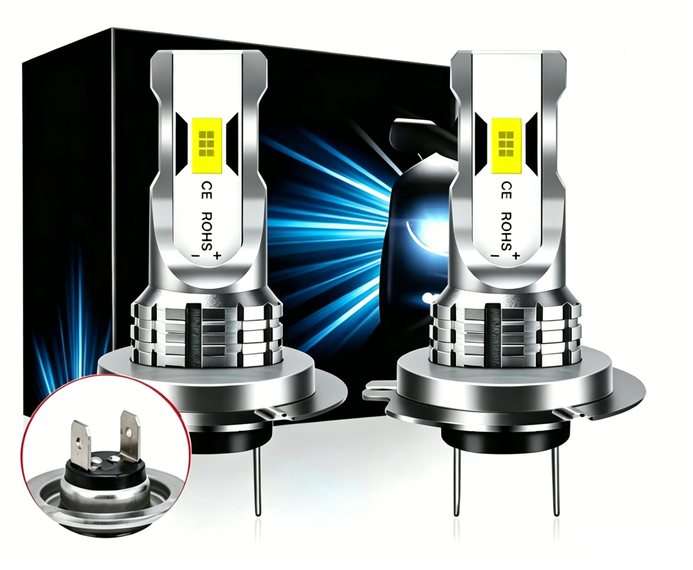 Image of Neue H7 LED H4 H1 H3 Canbus Scheinwerferlampen 120W Kabellose Turbo-Diodenleuchten für Auto Ampoule LED H7 Automobil-Nebelscheinwerfer