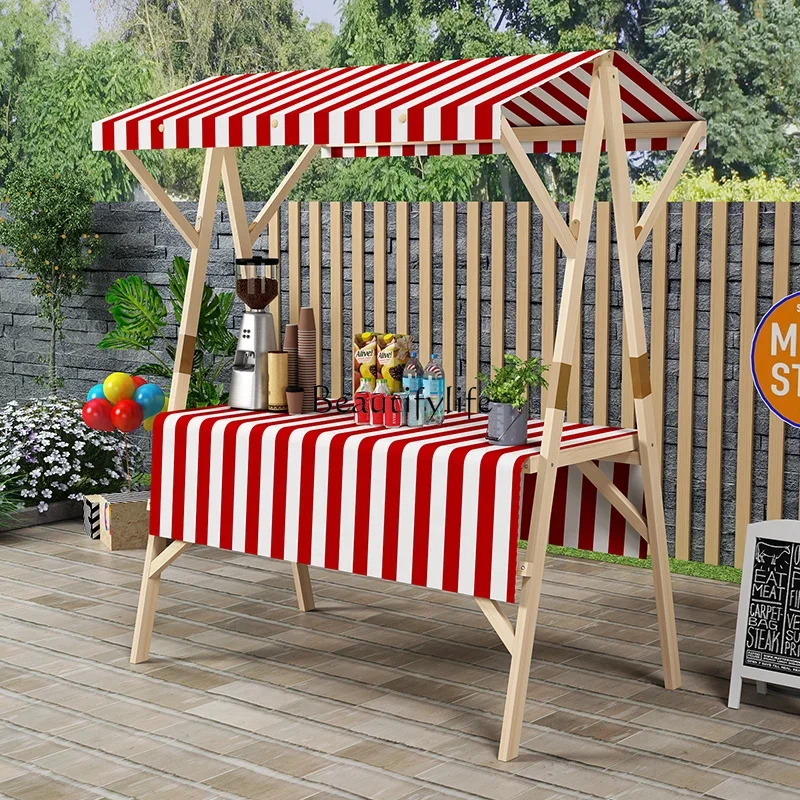 03.-Market shelf mobile foldable stall outdoor shed stall display stand solid wood promotion float night market