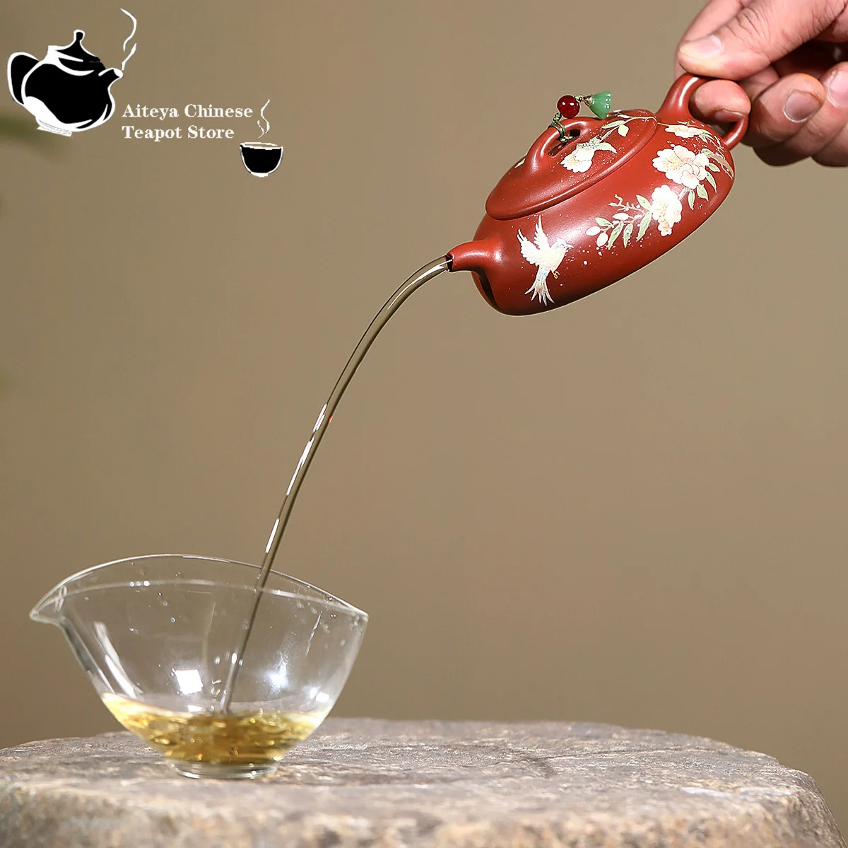 Yixing purple clay teapot, raw ore, big red robe, flowers and birds, dust-free Kung Fu tea set, Chinese teapot, health pot 3