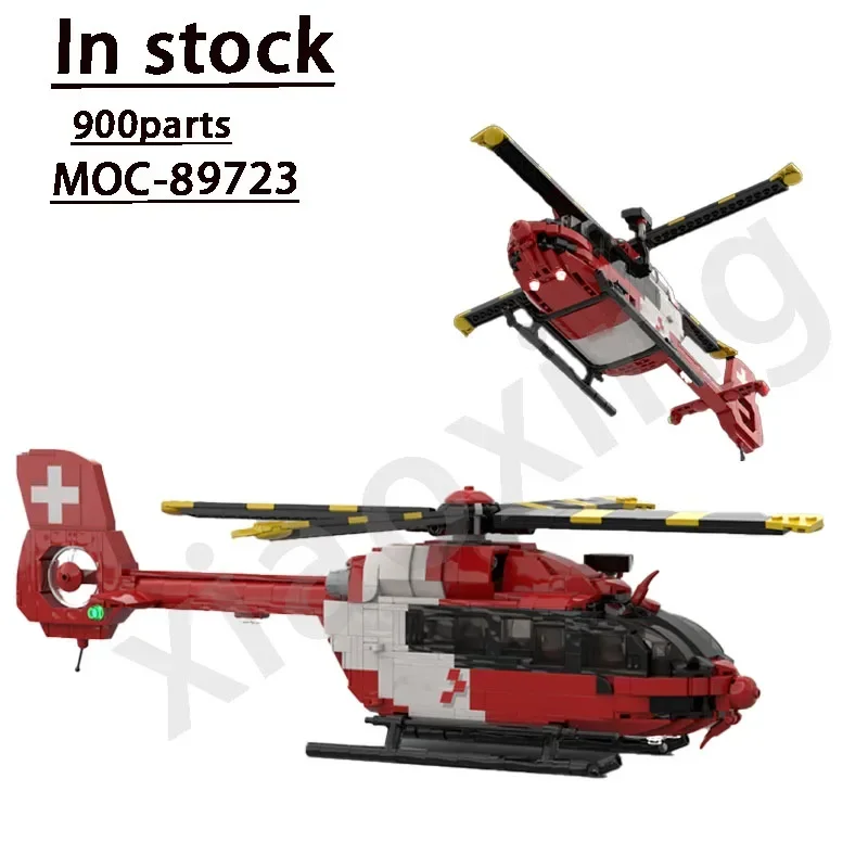 

City Quick Response Cross Rescue Helicopter MOC-89723 Building Block Model 900 Parts • Birthday Toy Gift for Adults and Children