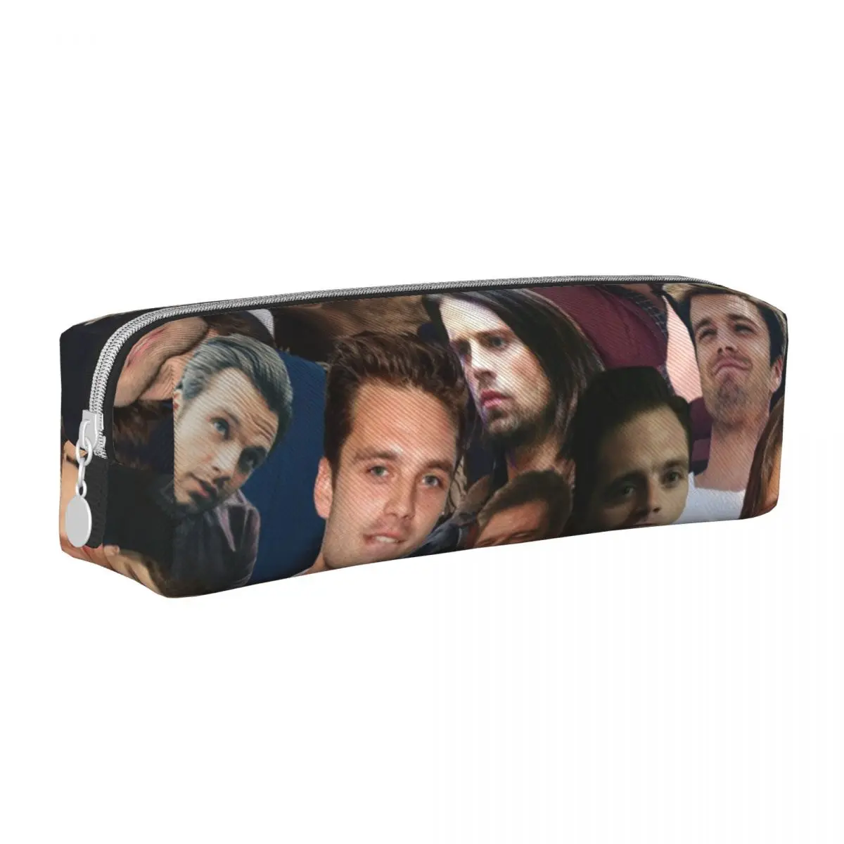 Sebastian Stan Photo Collage Pencil Cases Pen Box Bag Kids Large Storage Students School Gifts Pencilcases