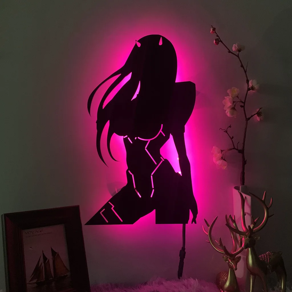 

Zero Two Wall Lamps Bedroom Wall Decoration Mood Lights Cartoon LED Night Light Animation Peripheral Neon Lights