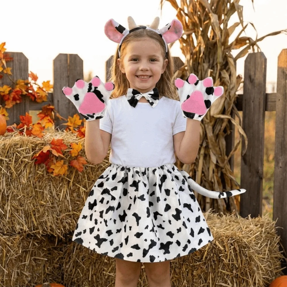 Fairy Cowgirl Skirt Headband Giraffe Bow Children Short Dress Performance Costumes Hairband Halloween Kids Dress Kids