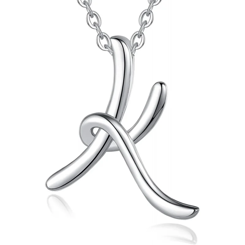 

925 Sterling Silver Initial Necklace - 26 Letters Custom Christmas Gift for Women Elegant 18" Chain