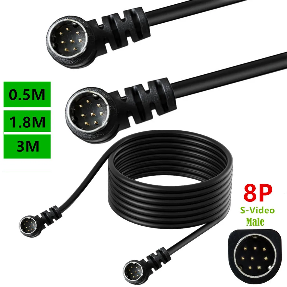 90 ° Mini DIN 8Pin Male to Male S-Terminal Audio and Video Cable 8-Core S-Video Set Top Box Scanner Monitoring Connection Cable