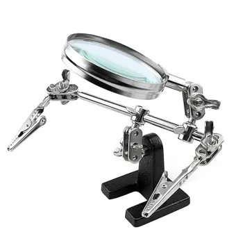 Helping Hands Magnifier Stand – FEITA 5X Magnifying Glass with Dual Alligator Clips for Soldering & Crafting 1