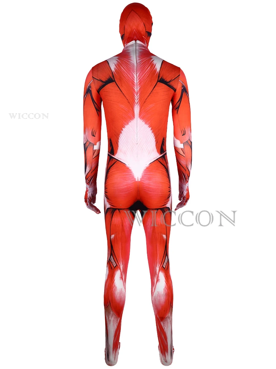 Muscle Men Titan Cosplay Halloween Party Adults Cosplay Jumpsuit Costume Full Zentai Suit Bodysuits Men Muscle Tight Suit