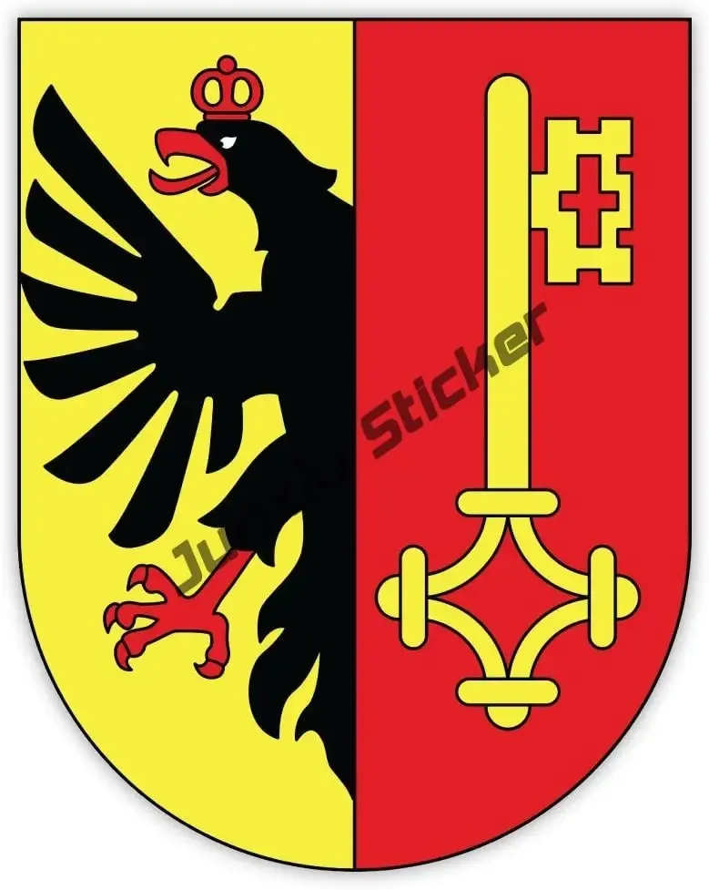 Geneva Genf Coat of Arms Switzerland Sticker Creative Swiss National Shield Flag Sticker Vinyl Decal Sunscreen Car Accessories