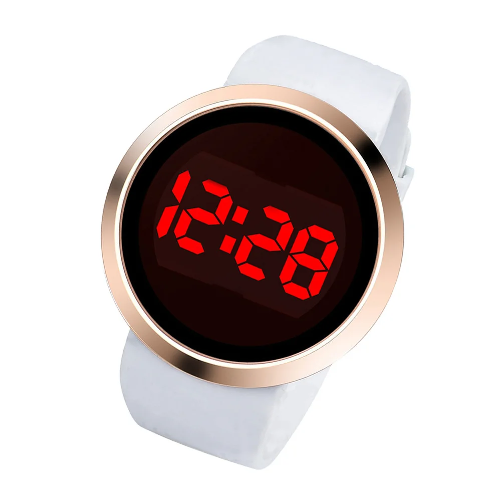 

Led Watch Pu Band Touch Screen Digital Display Alloy Electronic Wristwatch Fashion Unisex Gift For Women Men