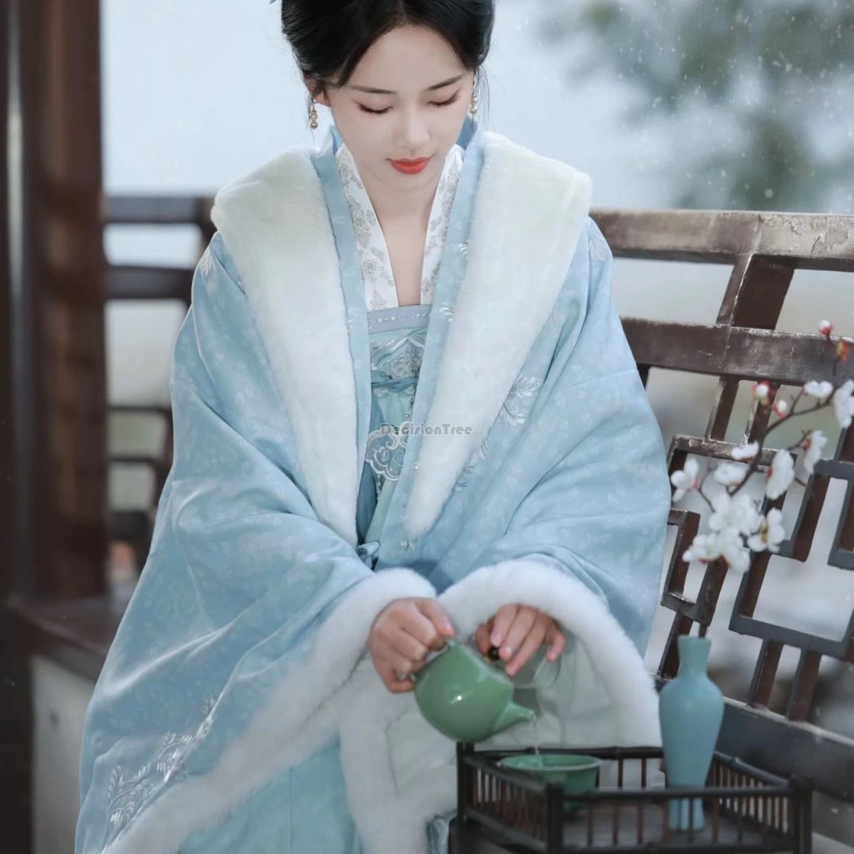 

2025 new winter chinese ancient tang dynasty large-sleeved shirt chest-length skirt hanfu women's thickened elegant hanfu set