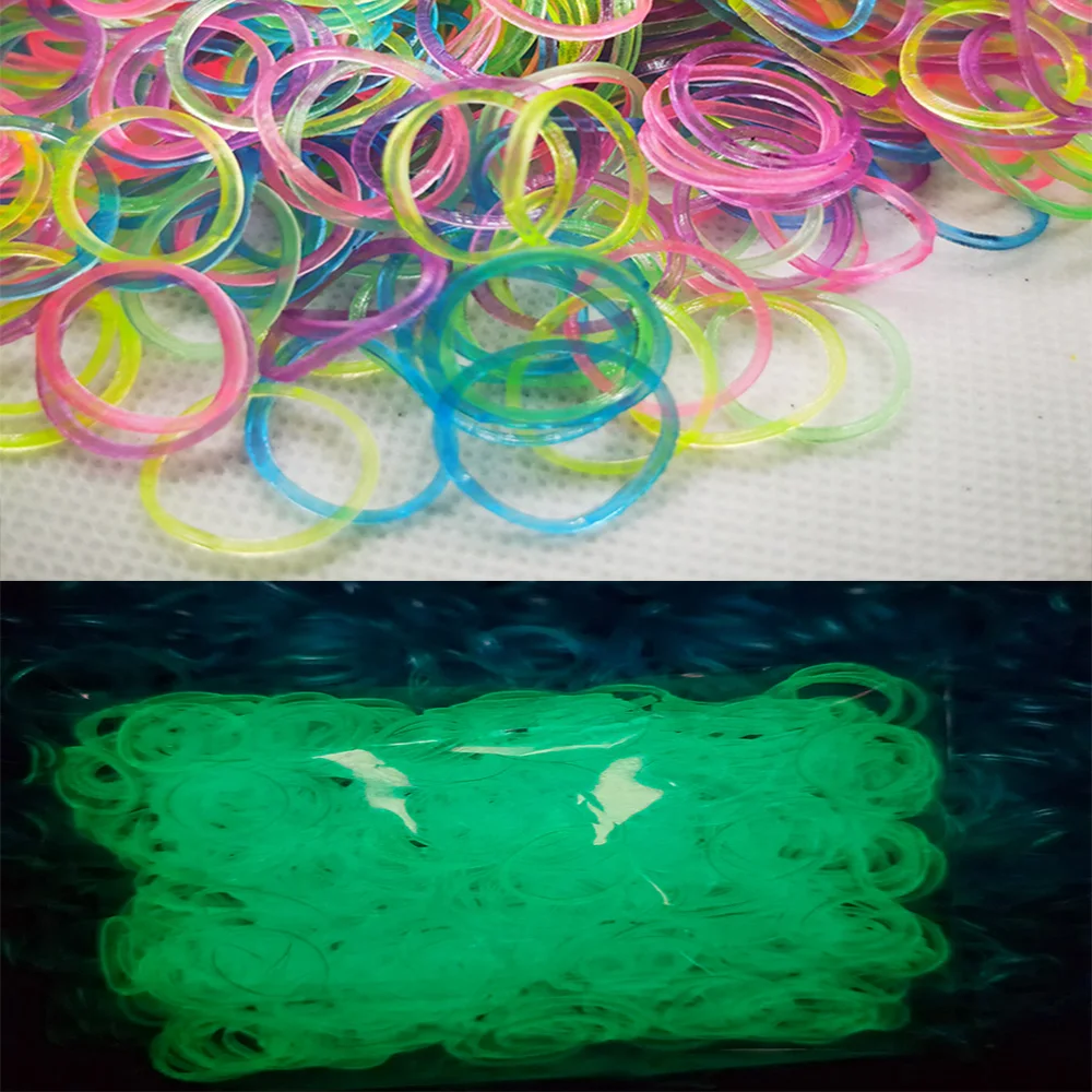 600Pcs New Fluorescence Glow Bracelets Making Supplies DIY Rubber Loom Bands Wrist Necklaces For Girls Party Supplies Child Toys