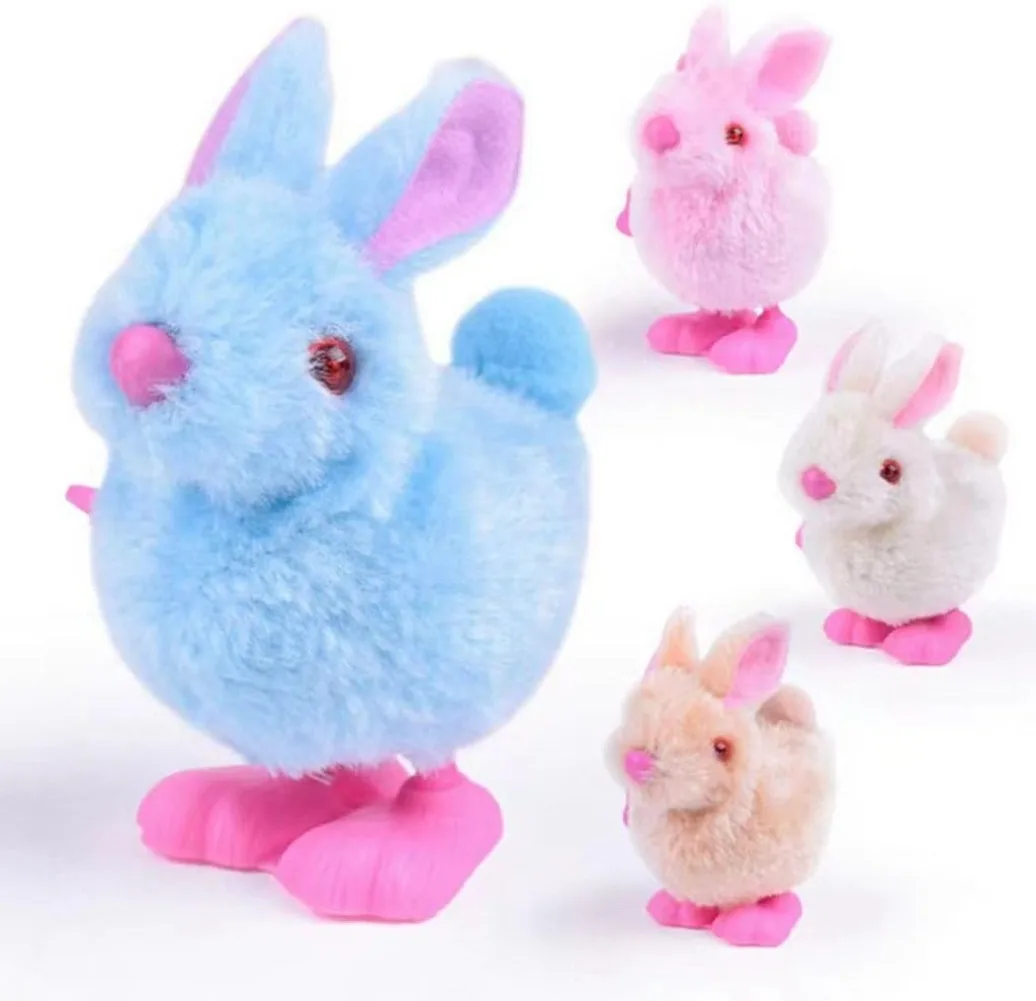 

4pcs Wind Up Chicken/Rabbit Toy, Simulation Educational Walking Chicken Chain Animals Toy Gift for Kids Pet Cat (Random Colour)