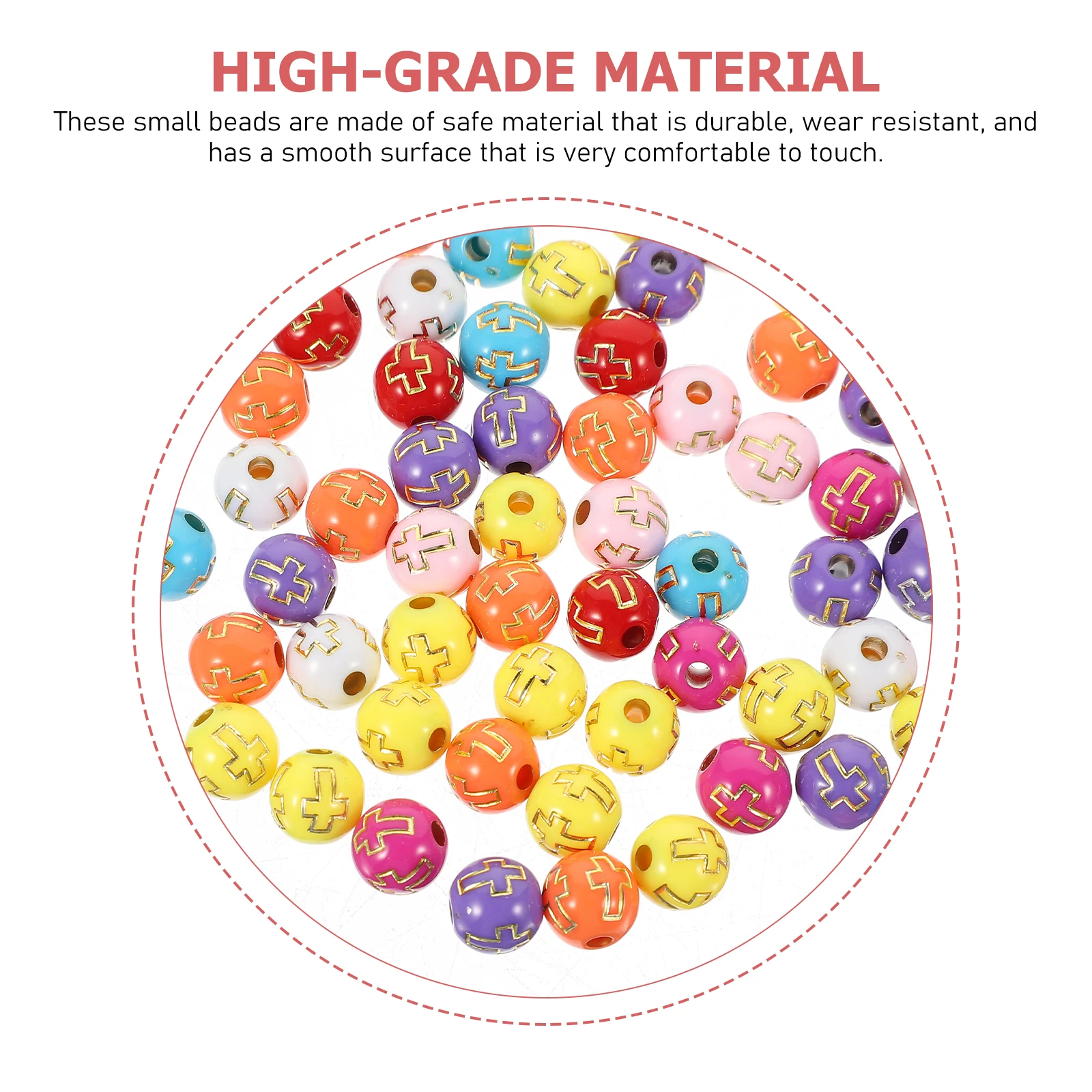 

500pcs Acrylic Beads Decor Bracelet Making Accessories Crafts Beads Exquisite Spacer Cross Pattern Loose For Jewelry Diy