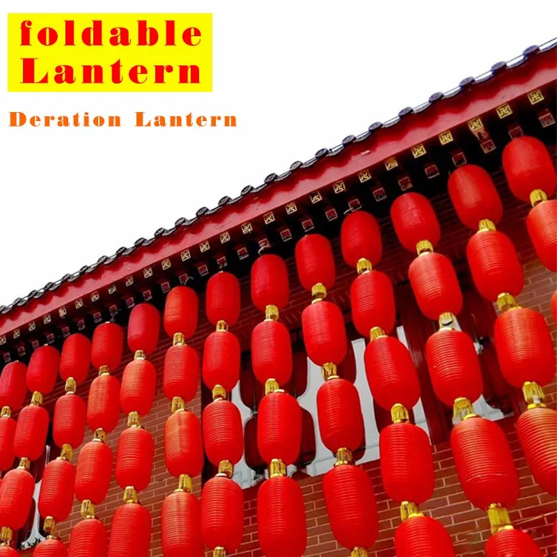 1pc Red Long Chinese Lantern New Year Cylinder Chinese Lantern Festival Decoration Adorn Chinese Hotel Home Party Decoration