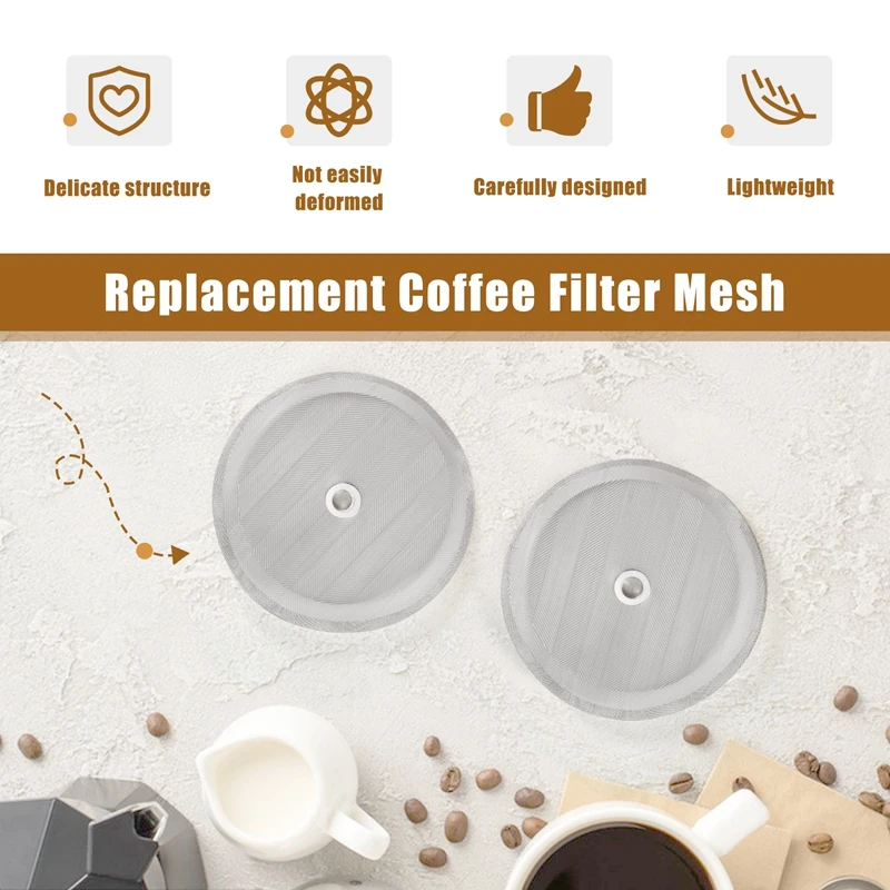 4 Pcs 4 In Stainless Steel Replacement Coffee Filter Mesh,For 1000 Ml ,8 Cup French Press Coffee Makers And Tea Machines